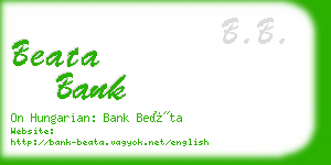 beata bank business card